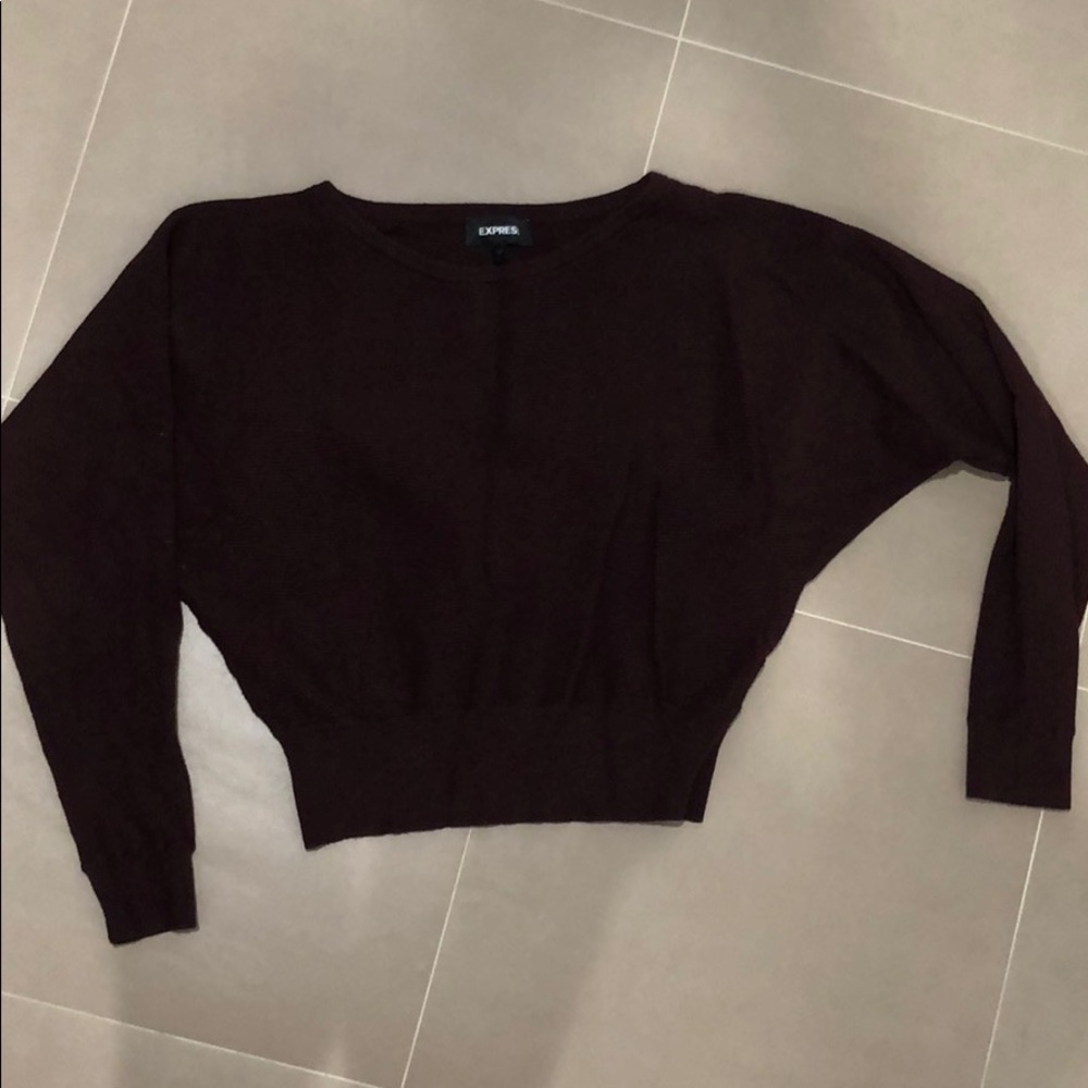 Express Cropped Sweater, Medium, Maroon